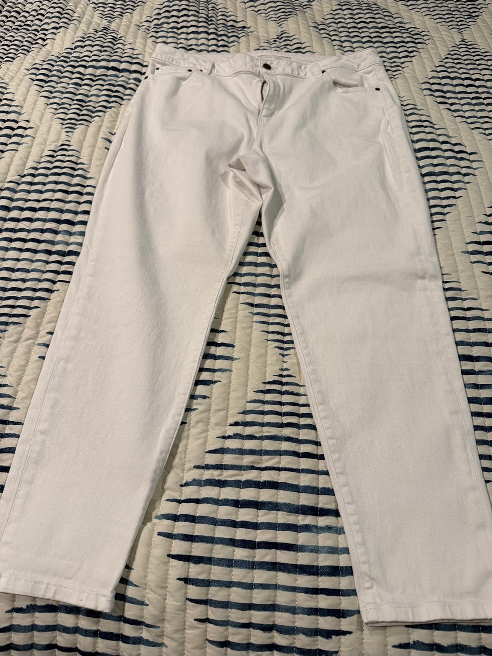 Michael Kors White Pants with Gold Logo Detail